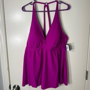 NWT Torrid Wireless Strappy Back Triangle Tankini Bright Fuchsia Plus Size 3X
